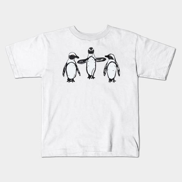 Jolly Holiday - Penguins Kids T-Shirt by eeliseart